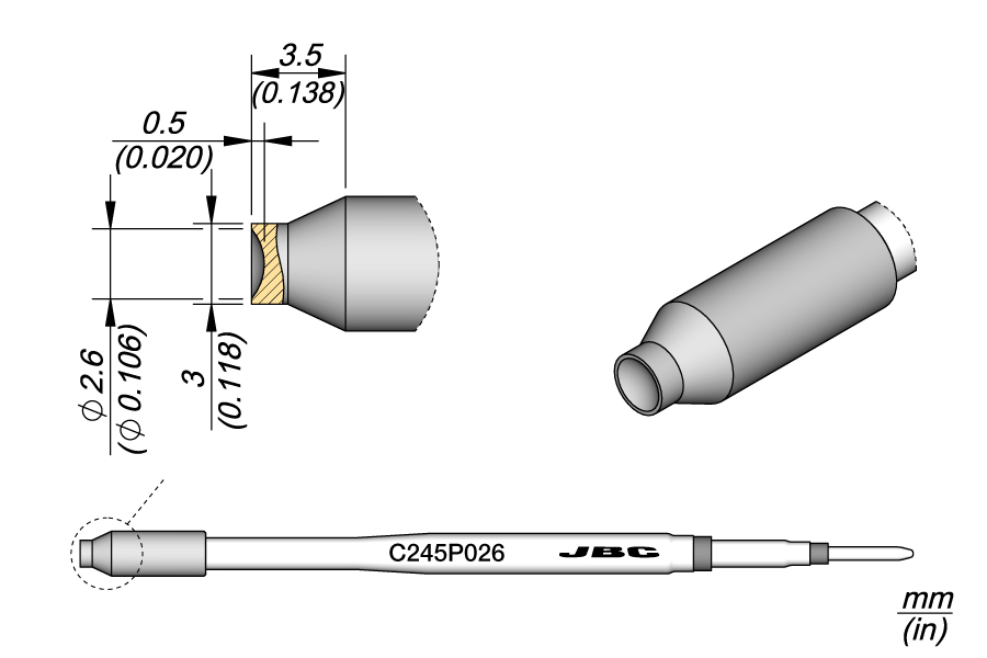 C245P026 - Heat Staking Cartridge Ø 2.6